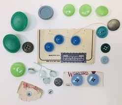 Vintage Mixed Button Lot Mostly Greens and Blues for Crafting, Sewing, R... - $8.00