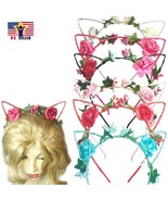 Charm Cat Ear Floral Flower Headband kitten Tiger Halloween hair band co... - £3.59 GBP