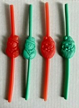 Vintage Christmas Plastic Drinking Straws Lot of 4 New Old stock # 269 - £6.42 GBP
