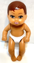 Mattel Barbie Little Sister Brother Baby Doll Brown Hair Medium Skin 2.75 inches - £6.11 GBP
