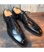 NEW Handmade Men&#39;s Black Fancy Shoes, Men&#39;s Leather Lace Up Formal Shoes - £115.65 GBP