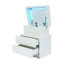 LED Nightstand Modern White Nightstand with Led Lights Wood Led Bedside Table - £68.63 GBP