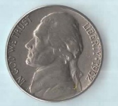 1962 D Jefferson Nickel - Circulated - Strong Features Moderate Wear - $1.95