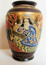 Vintage  Moriage Satsuma Vase  Immortals 4 Inches  Japan - £14.87 GBP