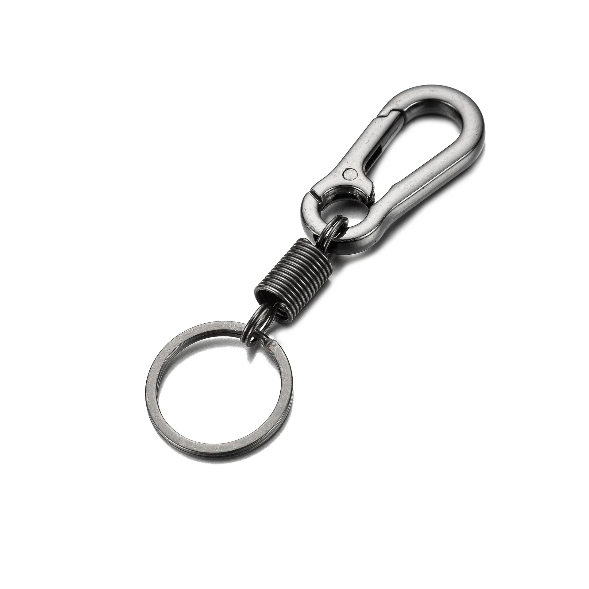 Sporting Ablack Stainless Steel Spring Key Chain Gourd Buckle Carabiner Keychain - £23.52 GBP