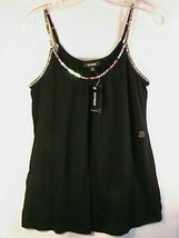 EXPRESS embellished tank-top black women&#39;s-S sleeveless adjustable straps NWT - £15.18 GBP