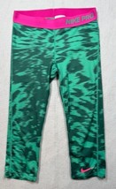 Nike Pro Training Leggings 641642 Cropped Neon Green Gray Pink Girls Large L - $14.69