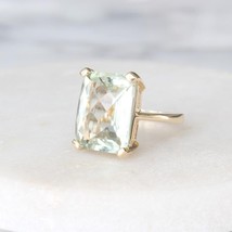 Green amethyst Ring  In 14k Solid Gold ,statement Ring - £1,090.81 GBP