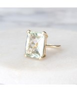 Green amethyst Ring  In 14k Solid Gold ,statement Ring - £1,107.43 GBP