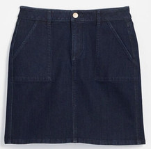 NWT Women&#39;s Ann Taylor LOFT Dark Wash Denim Utility Skirt Size 12 - £23.73 GBP