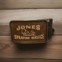 Leather Inlay Belt Buckle Jones Spraying Service Advertising Beagle Dog Airplane - $18.50