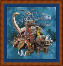 DINOSAURS (BLUE) - pdf x stitch chart Original Artwork © Steven Michael ... - £8.97 GBP