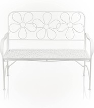 Alpine Corporation Baz398Wt Alpine Daisy Metal Bench, White Garden Furniture - $289.99