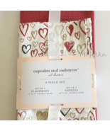 cupcakes and cashmere Valentine Placemats Napkins Set of 8 Hearts Red Pi... - £26.96 GBP