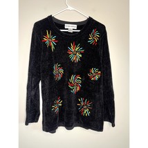 1990s Victoria Harbour Fireworks Chenille Rainbow Swirls Fireworks Sweat... - $30.00
