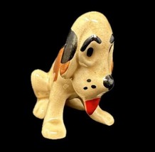 VTG Hillbilly Hound Pottery Pup Dog Figurine Sitting Tongue Hanging Panting - $17.10