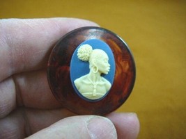 (CA10-52) RARE African American LADY ivory + blue CAMEO bakelite Pin Pendant - £29.81 GBP
