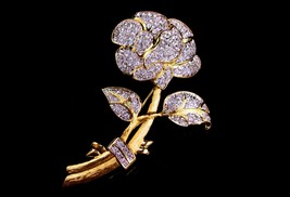 Huge Nolan Miller Brooch - Vintage large rhinestone flower pin Sweetheart gift  - £92.49 GBP