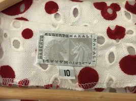 Alberto Makali Red Polka Dot Floral Lace Cotton Linen Blend Blazer Jacket 10 39&quot; - £113.66 GBP