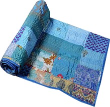 Generic Patchwork Quilt Bohemian Kantha Quilt Handmade Vintage Silk Quil... - $47.03