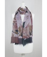 Flower Show Merino Wool Scarf - Navy Pink - £39.34 GBP