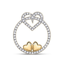 10kt Yellow Gold Womens Round Diamond Circle Heart Pendant 1/5 Cttw - £203.10 GBP