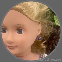Blue Glass Silver Filigree Drop Dangle Doll Earrings • 18 Inch Doll Jewelry - £5.51 GBP