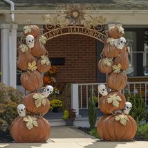 Zaer Ltd. Large Metal Halloween Archway Arbor (Stacked Pumpkins Happy Ha... - $2,795.00