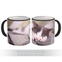 I Work Hard My Cat Better Life : Gift Mug Sleeping Cat Mom Dad Cute Funny Animal - £12.77 GBP