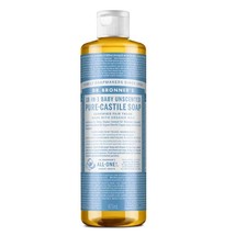 Dr. Bronner&#39;s Un-Scented Baby Mild Pure-Castile Liquid Soap, 475ml Bottle - $18.31