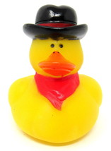Cowboy Rubber Duck 2&quot; Red Bandana Belt Brown Western Hat Ducky Squirter Spa Bath - £6.61 GBP