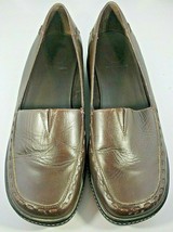 Women&#39;s Rockport Slip On Brown Leather Comfort Shoes Size 9M Made In Brazil - £26.11 GBP
