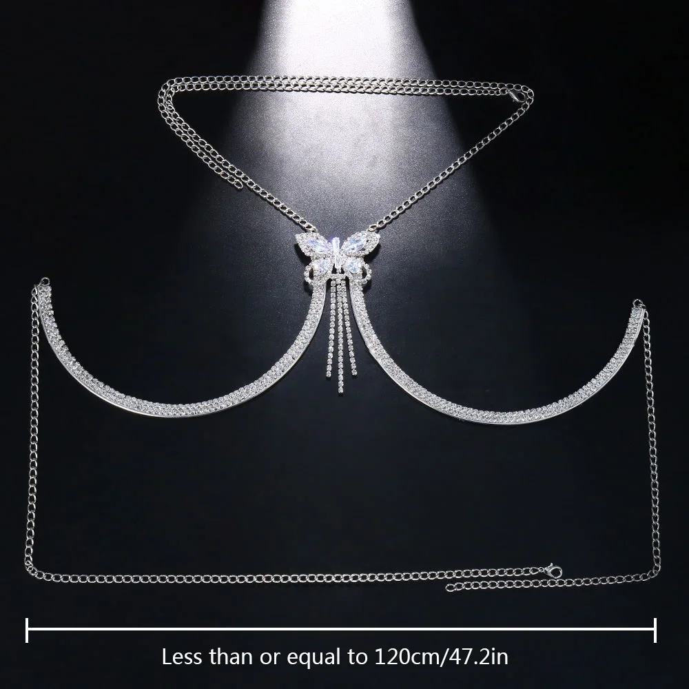 House Home Zircon Aerfly Chest Bracket Bra Chain Body Jewelry Aklace For Women A - £19.61 GBP