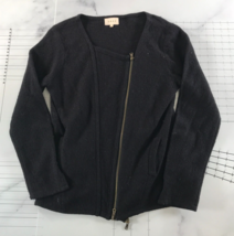 Shae Pullover Jacke Damen Große Schwarz Asymmetrisch Merino Wolle Anthro... - $376.54 MXN