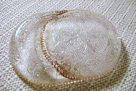 Small Gold Edge Sandwich Glass Coin Tray or Teabag Holder Harp or Lyre D... - $12.00