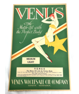 Vintage 1929 Venus Motor Oil Co Label Has Red Haired Pin Up 6 3/4 x 10 1/2&quot; - £39.16 GBP