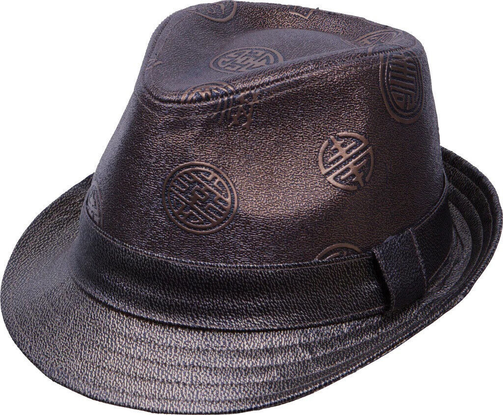 Primary image for Unisex Chinese Luck Symbols FH708D  Brown Vegan Leather Trilby Fedora Hat Large