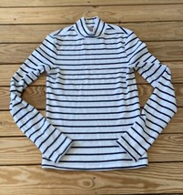 Brixton Women’s Stripe Mock Neck Long Sleeve Top Size XS White Navy i12 - $14.75