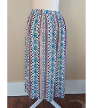 Vintage National Wood Button Elastic Waist Midi Maxi Skirt Medium - £18.59 GBP