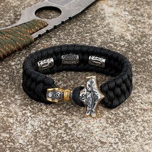 Viking Runes Thor Hammer Stainless Steel Bracelets Men Outdoor Camping Survival  - £27.14 GBP