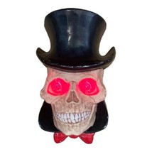 Vintage 1996 Animated Top Hat Skeleton Halloween Eyes Flash Cackles 10&quot;H - £21.01 GBP