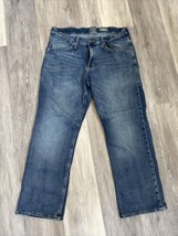 Rock &amp; Republic Jeans Men&#39;s 36 X 30 Blue Denim Relaxed Fit Straight Leg Zip Fly - £20.96 GBP