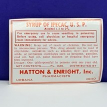 Drug store pharmacy ephemera label advertising Hatton Enright Urbana Ohi... - £9.26 GBP