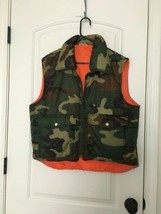 Vintage Safety Zone Men&#39;s Camo/Orange Zip Up Vest Jacket Reversible Size... - $37.62