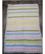 Vintage Pastel Crocheted Afghan Baby Blanket Throw 44.5&quot; x 63.5” - $14.84