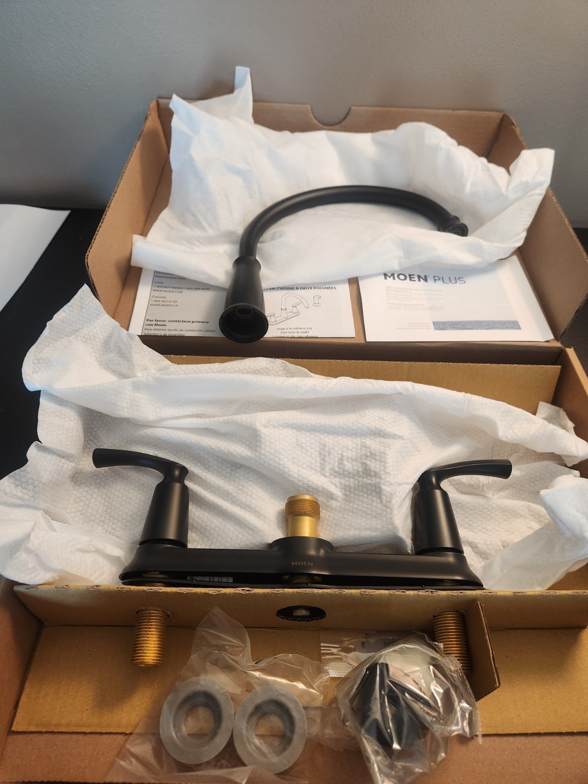 Moen 87403 Bexley 2-Handle High Arc Standard Kitchen Faucet - Black - $98.01