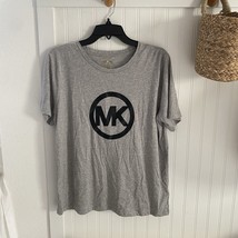 Michael Kors Women’s Heather Gray MK Circle Logo Tee T-Shirt Short Sleeve Top L - £26.61 GBP