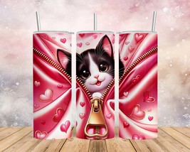 Skinny Tumbler with Straw, 20oz/30oz, Cat, Valentines Day, awd-925 - £28.90 GBP+