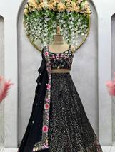 designer black lehenga choli,indian bridesmaid dress,black wedding dress ,recept - £62.48 GBP