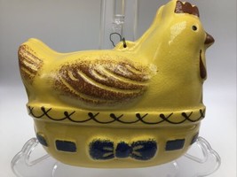 Alsace Pottery Mold France Chicken Rooster Yellow French Country Hand Painted - £78.14 GBP